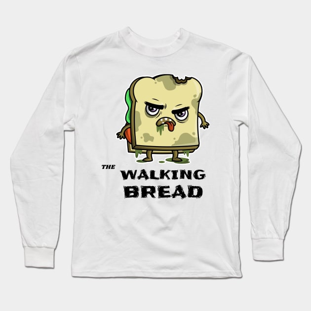 The Walking Bread Zombie Funny Long Sleeve T-Shirt by Mrkedi